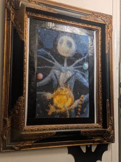 Framed Jack Skellington diamond art painting