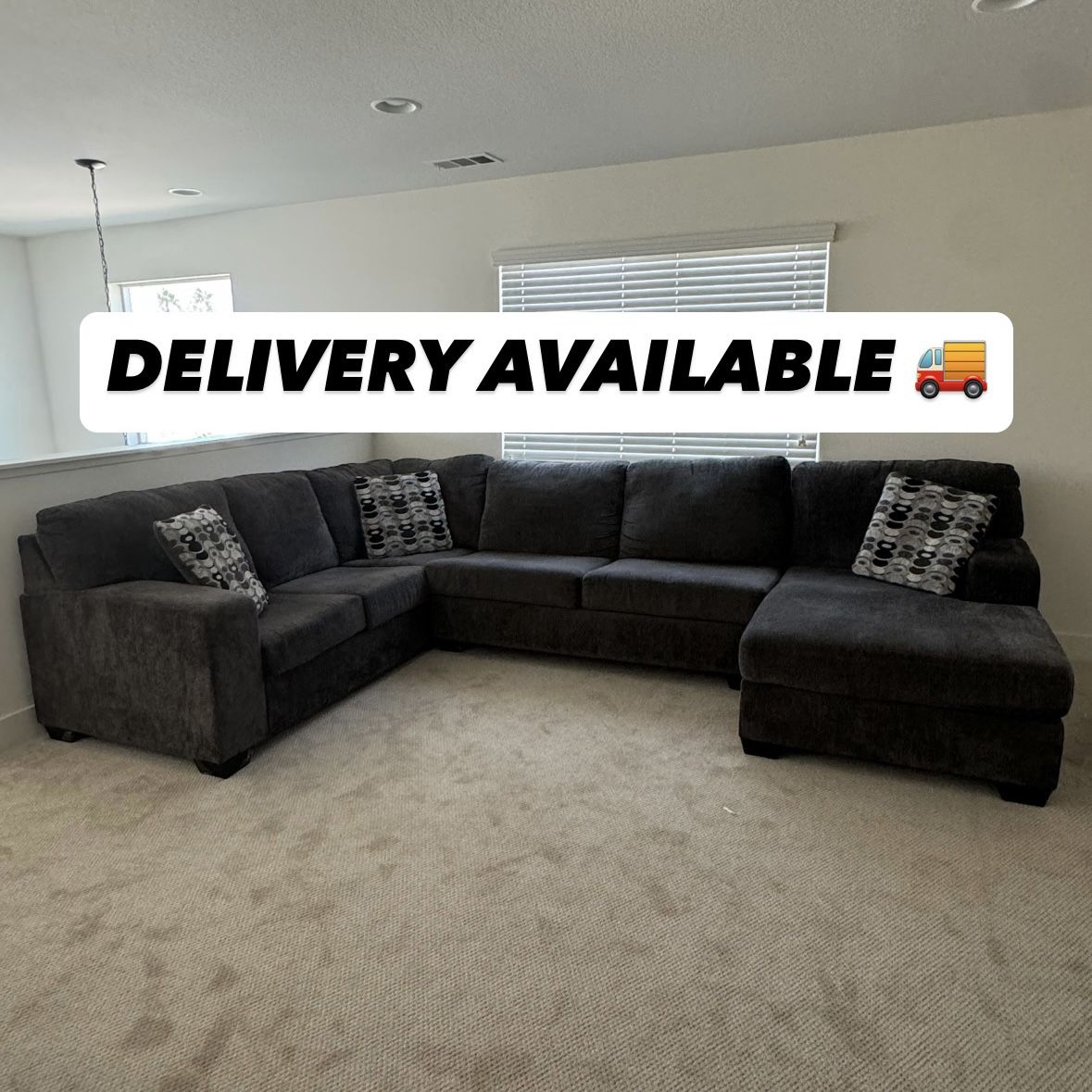 Like-New Living Spaces Gray/Grey Ballinasloe 3 Piece Sectional Sofa Couch - 🚚 DELIVERY AVAILABLE 