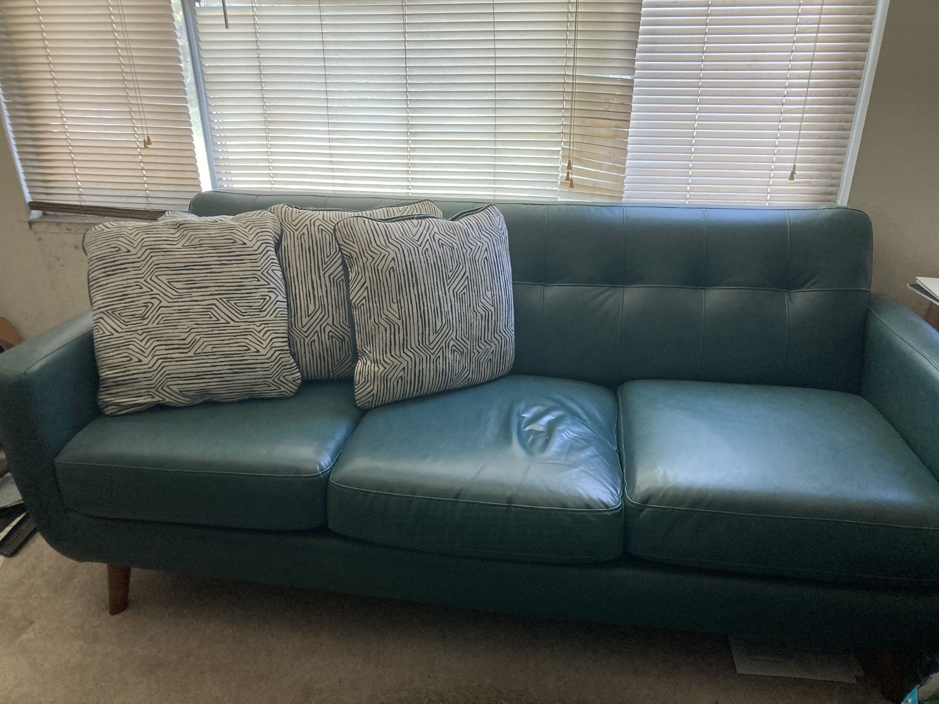 Couch 80" Teal 1 Year Old $250.0"