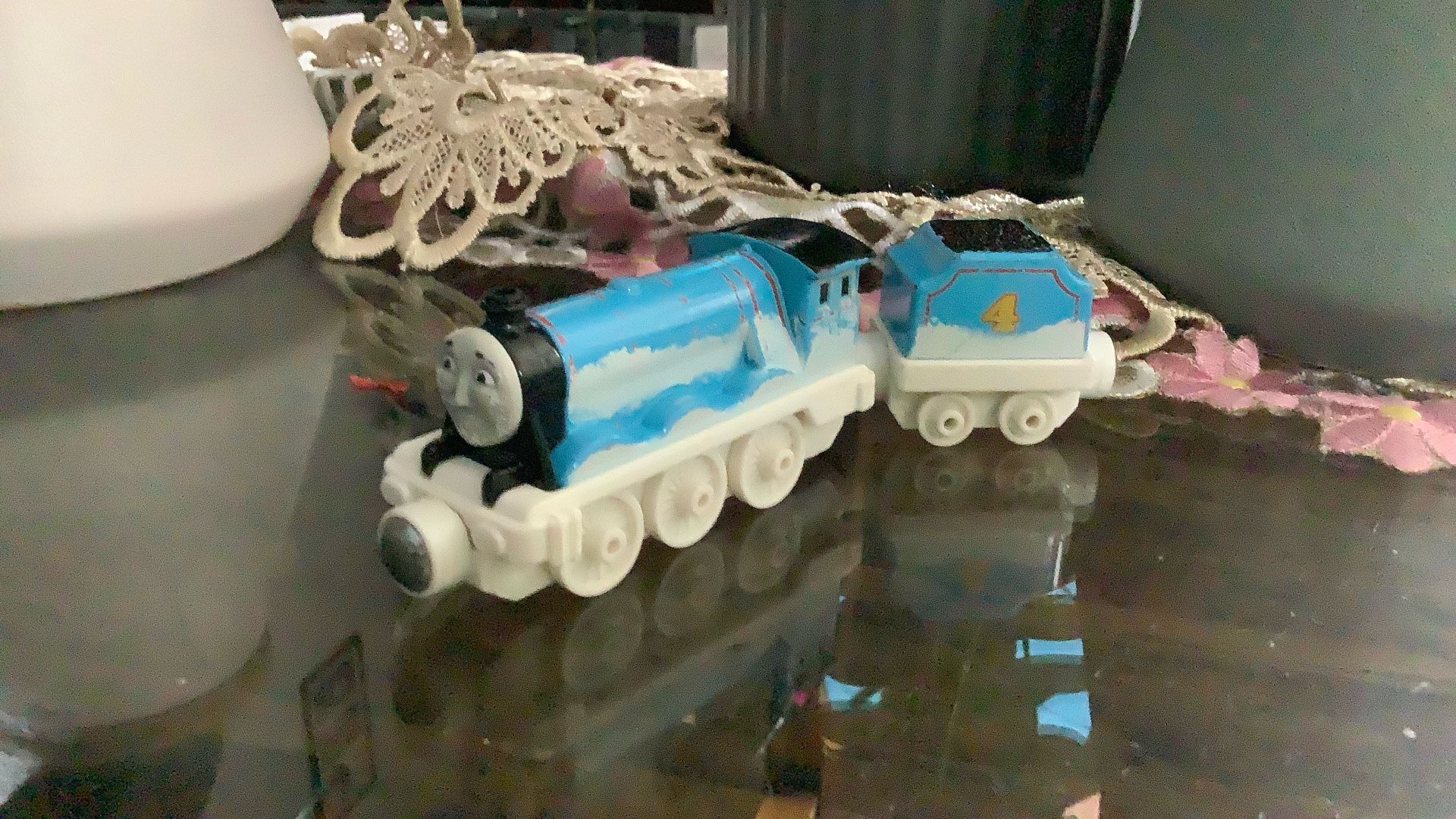 The snow train toys from Thomas and taken