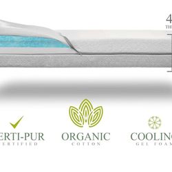 Modera: Organic Cotton 2-Sided Crib Mattress | Waterproof Washable Protector w/Ventilated Foam Lining | Light 2-in-1 Baby Mattress w/Firm Support for 