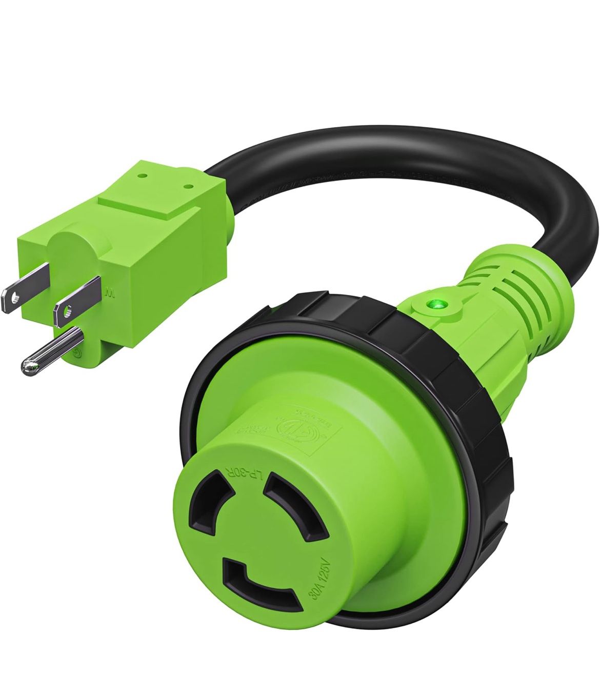 LeisureCords Trailer dogbone Adapter 15 amp Male to 30 amp Female Locking Connector with LED Power Indicator