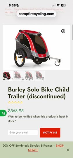 Burley Solo Single Child Bike Trailer – Excellent Condition