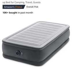 INTEX Twin Size Air Mattress, 18in Height, Built-in Pump, Dura-Beam Deluxe Comfort-Plush - Portable Inflatable Blow-up Bed for Camping, Travel, Guests