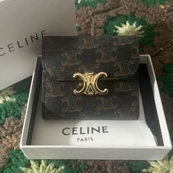 Celine Small Flap Wallet Triomphe In Triomphe Canvas