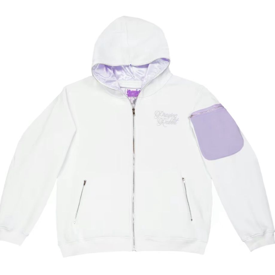 Praying Rabbit Hoodie (White/lavender)