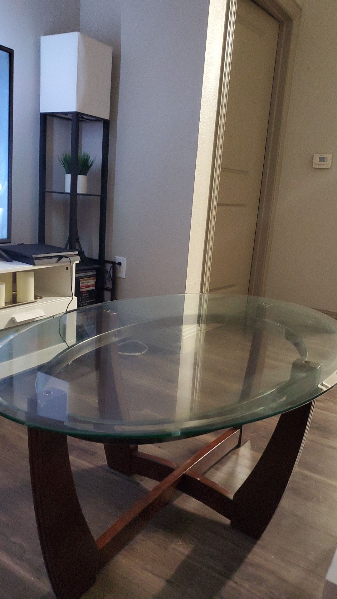 Glass coffee table and glass side table