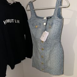 BALMAIN JACQUARD JEAN DRESS SIZE M