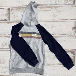 Lucky Brand Hoodie Youth Size Medium 10-12 Gray Navy Blue Striped