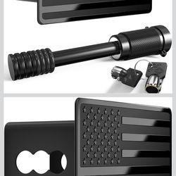 2.5-inch American Flag Trailer Hitch Plug with 5/8-inch Pin Diameter Trailer Hitch Lock, 2 1/2-inch Hitch Cover Compatible with