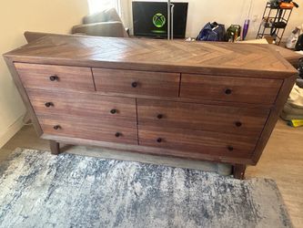 Mid century modern herringbone wood dresser