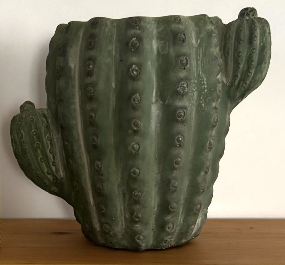 Small Concrete Southwest Saguaro Cactus Planter Flower Pot Vase w/ Plastic Insert Southwestern Home Decor