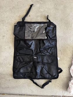 Black Leather Car Backseat Organizer, And iPad Holder 