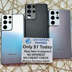Samsung Galaxy S21 Ultra 5G 128gb  Unlocked, FREE Smartwach/ Headphones. Pay $1 Today Rest in payments. NO CREDIT NEEDED FINANCING