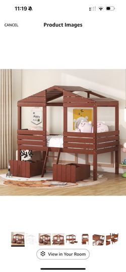 🏠 **Twin Size Low House Bed with Roof, Window, and Two Storage Drawers** 🛏️