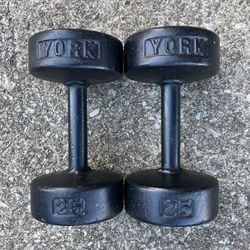 Vintage York Roundhead 25 lb dumbbells 25lbs 25lb dumbbell lbs weights weight round head roundheads