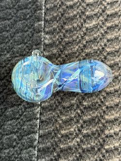 Blue Swirl Glass Hand Pipe