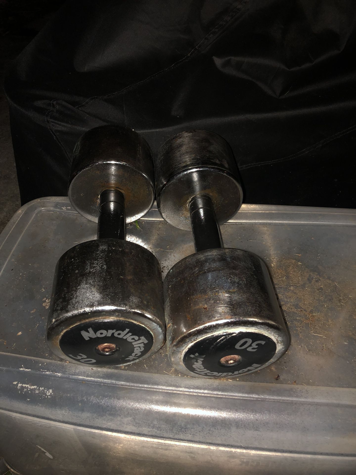 Pair Of Chrome 30 Pound Dumbbells