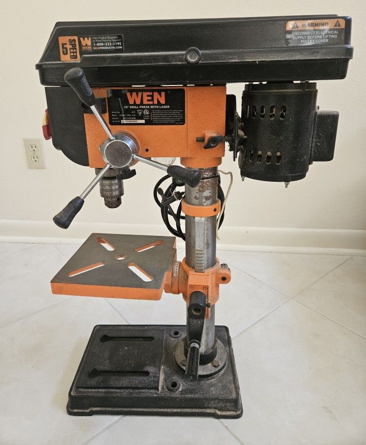 Wen 4206T Cast Iron Benchtop Drill Press 2.3-Amp 8-inch 5-Speed Black/Orange