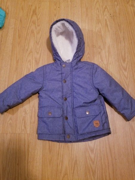 Blue Baby BOY JACKET COAT..SIZE 18 MONTHS..SHERPA LINED HOOD..VERY JACKET FOR WINTER..LIKE NEW!