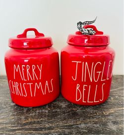 Rae Dunn Christmas Canisters Merry Christmas and Jingle Bells