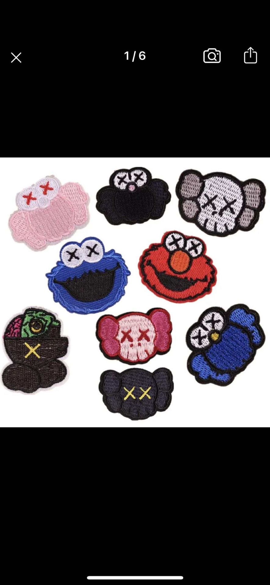 KAWS X Sesame Street Iron On Patches Lot Of 9