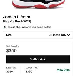 Jordan 11 Bred DS Size 10.5