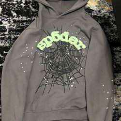 grey and green spider world wide hoodie size small 