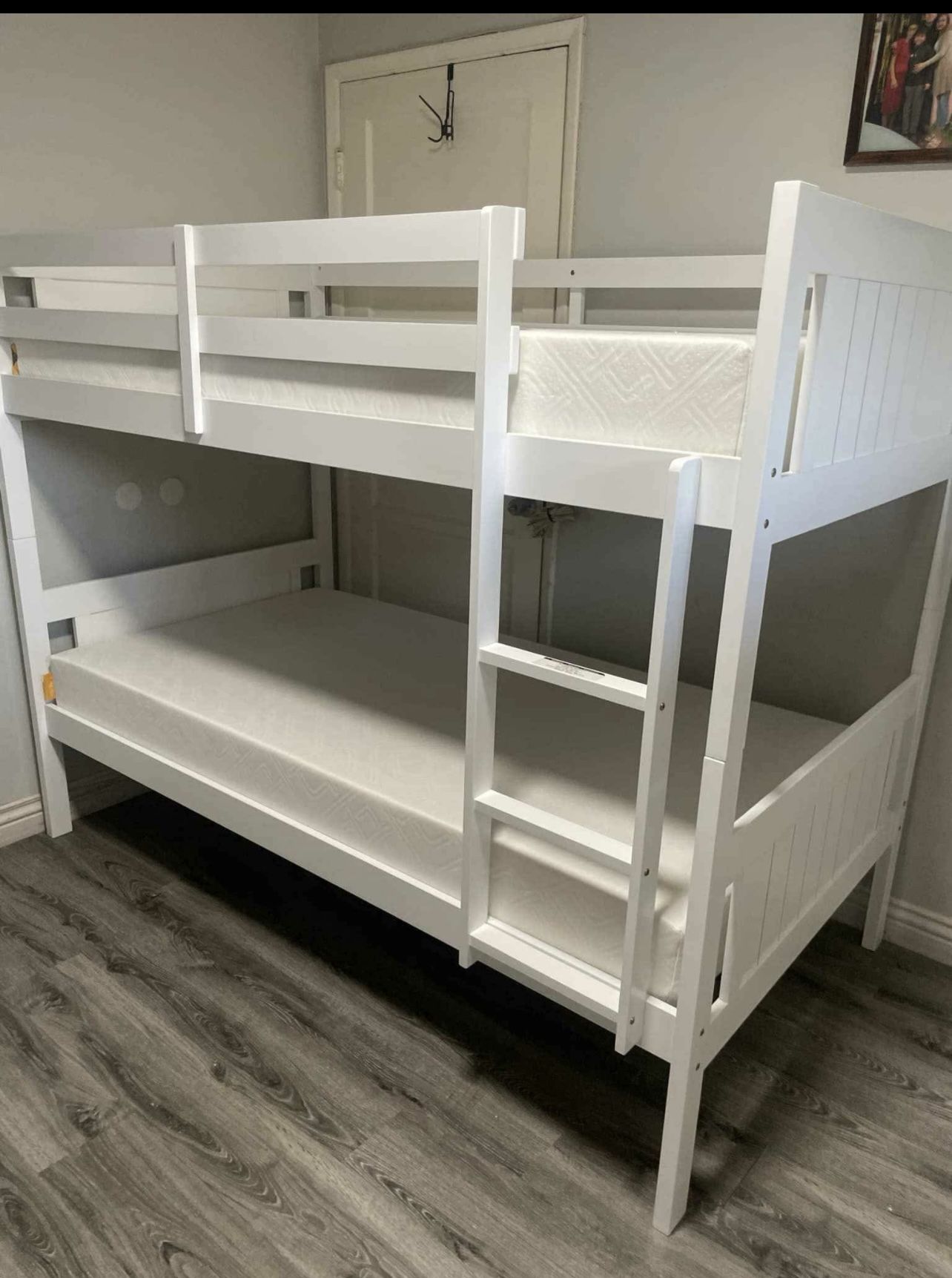 Twin over twin bunk bed. White or espresso. Assembly required. Assembly not included. Taxes included. Free delivery. Bunk Bed only without Assembly-$