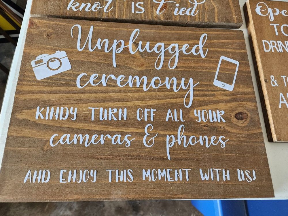 Set of 4 Wooden Wedding Signs