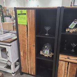 Mango Wood And Metal Storage Cabinet/shelf