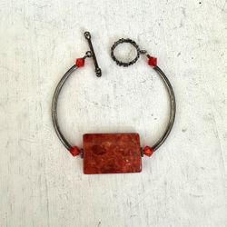 Silver Tone Coral Bracelet 