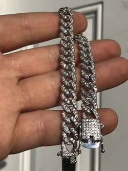 Mens Miami Cuban Link Bracelet Real Solid 925 Sterling Silver Diamond 9mm 6.5-9"