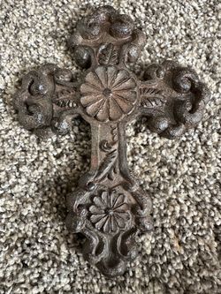 Cast Iron Decorative Floral Cross