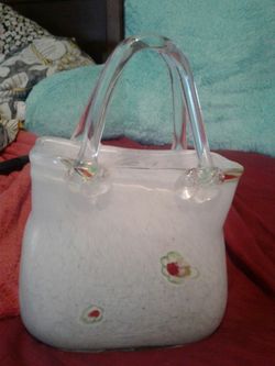 White floral purse vase