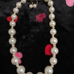 Brand New Pearl And Diamond Necklace. Includes Earrings 