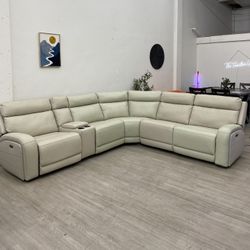 Gearhart 6-piece Leather Power Reclining Sectional