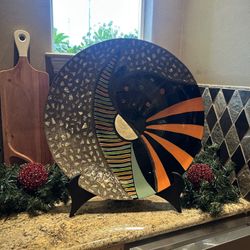 Abstract Decorative Plate And Stand ! 26 “ Round