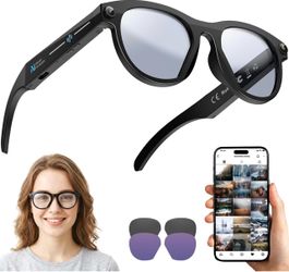 Al Smart Glasses with Camera, 8MP HD Video & Photo Capture, Real-Time Translation, Object Recognition, Al Voice Assistant, Open-Ear Audio, Bluetooth C