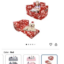 Kids Couch, 2-in-1 Toddler Sofa Fold Out, Comfy Toddler Sofa, Convertible Kids Couch to Lounger, Gifts for Boys Girls Gifts, Sofa Bed for Bedroom Dogs