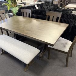 6PC Gray Dining Table Set