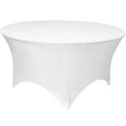 3 Round Spandex Tablecloth Fitted Stretch White Table Covers ONLY - NO TABLE