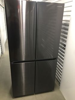 Like New - Samsung 4 Door Smart Counter Depth refrigerator in Black Stainless Steel