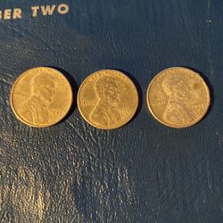 Three 1943 Steel Pennies one without