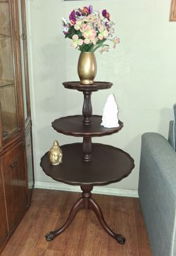 3 Tier Antique Mahogany Butler's Side Table