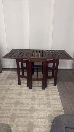 Dark Wood Folding Gate-Leg Patio Table