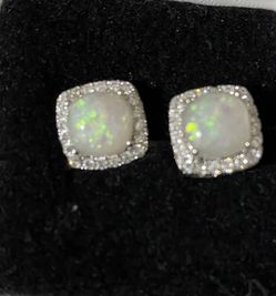 Cubic Zirconia & Faux opal stud earrings $5