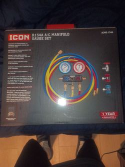 ICON R134A A/C Manifold Gauge Set, ICON Deep Rotary Vane 2- Stage Vacuum Pump