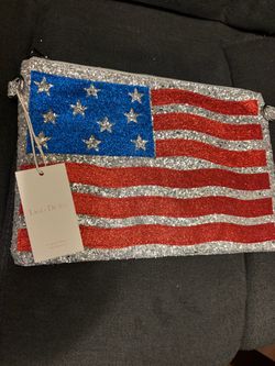 Lago De Sac Glitter American Flag Clutch Bag