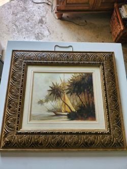 Art Fronckowiak Malarz “Leaving Out” Tropical Boat Framed Nautical Wall Art